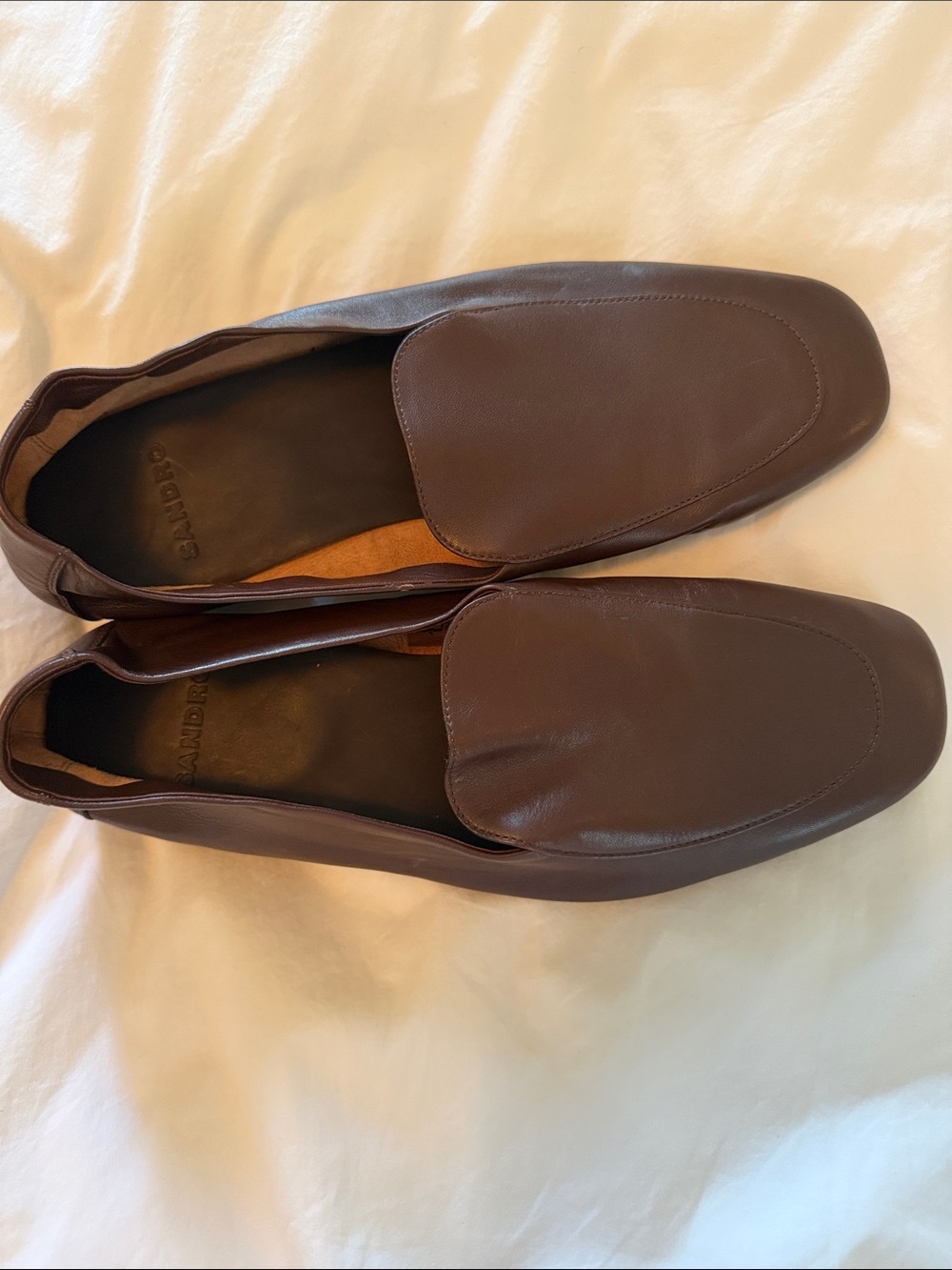 Sandro Brown Leather Slip-On Loafers